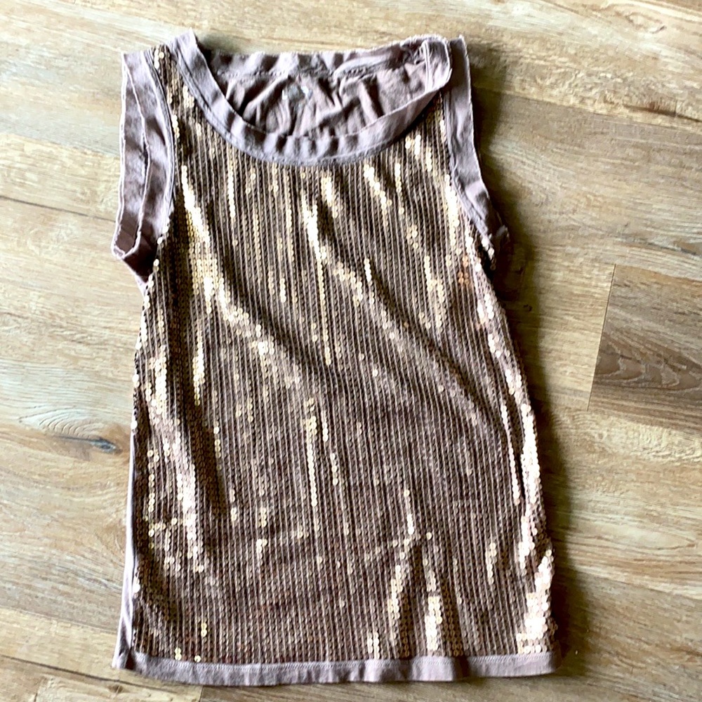 🚨Ann Taylor loft taupe sequined tank top Medium